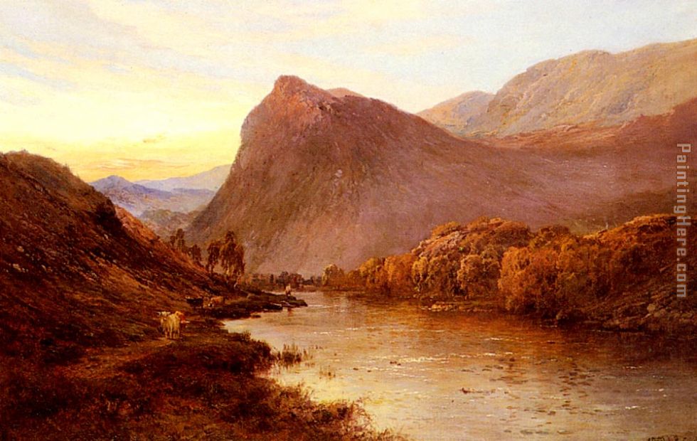 Sunset In The Glen painting - Alfred de Breanski Sunset In The Glen art painting